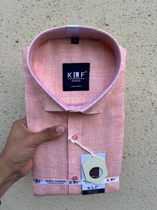 Orange khadi full shirt - 378-8