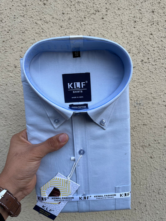 Sky blue button down full sleeves shirt-376-5 B