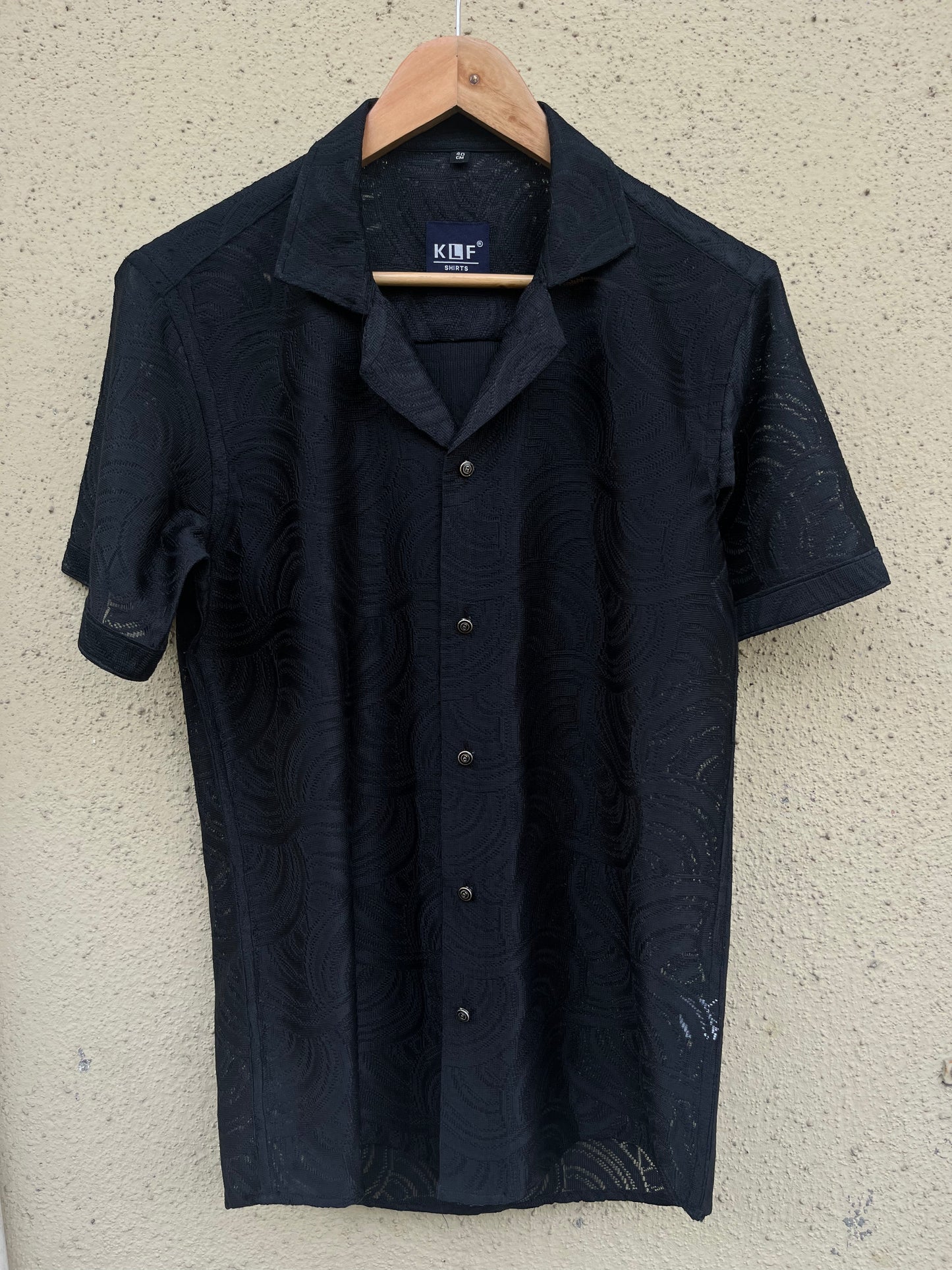 Black net fabric half shirt - 385-6