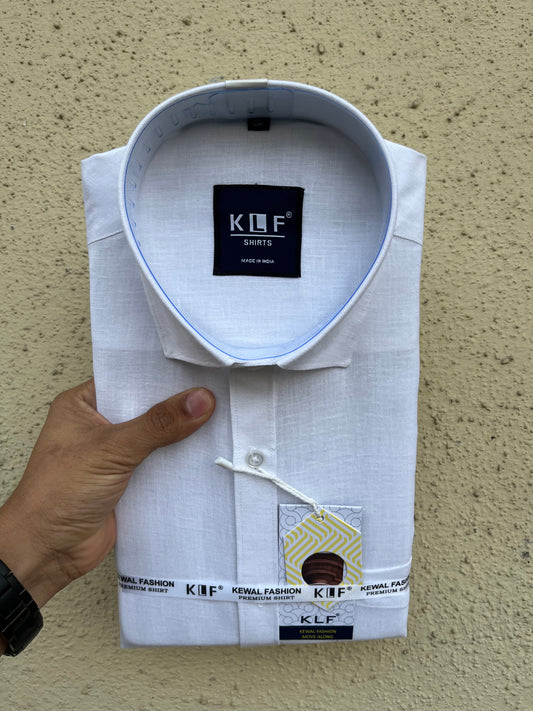 Pure white khadi full shirt - 378-2