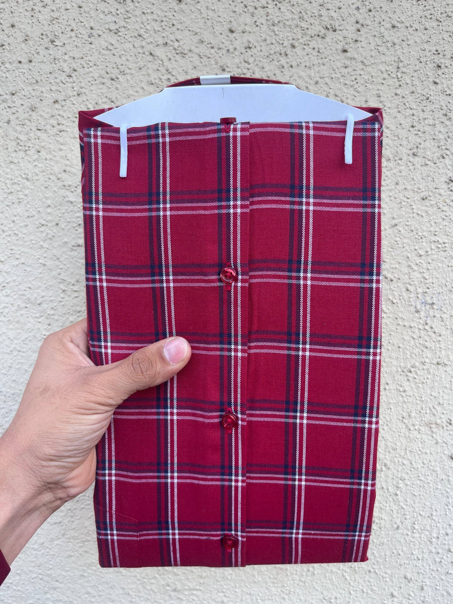 Red checks full shirt -380-5