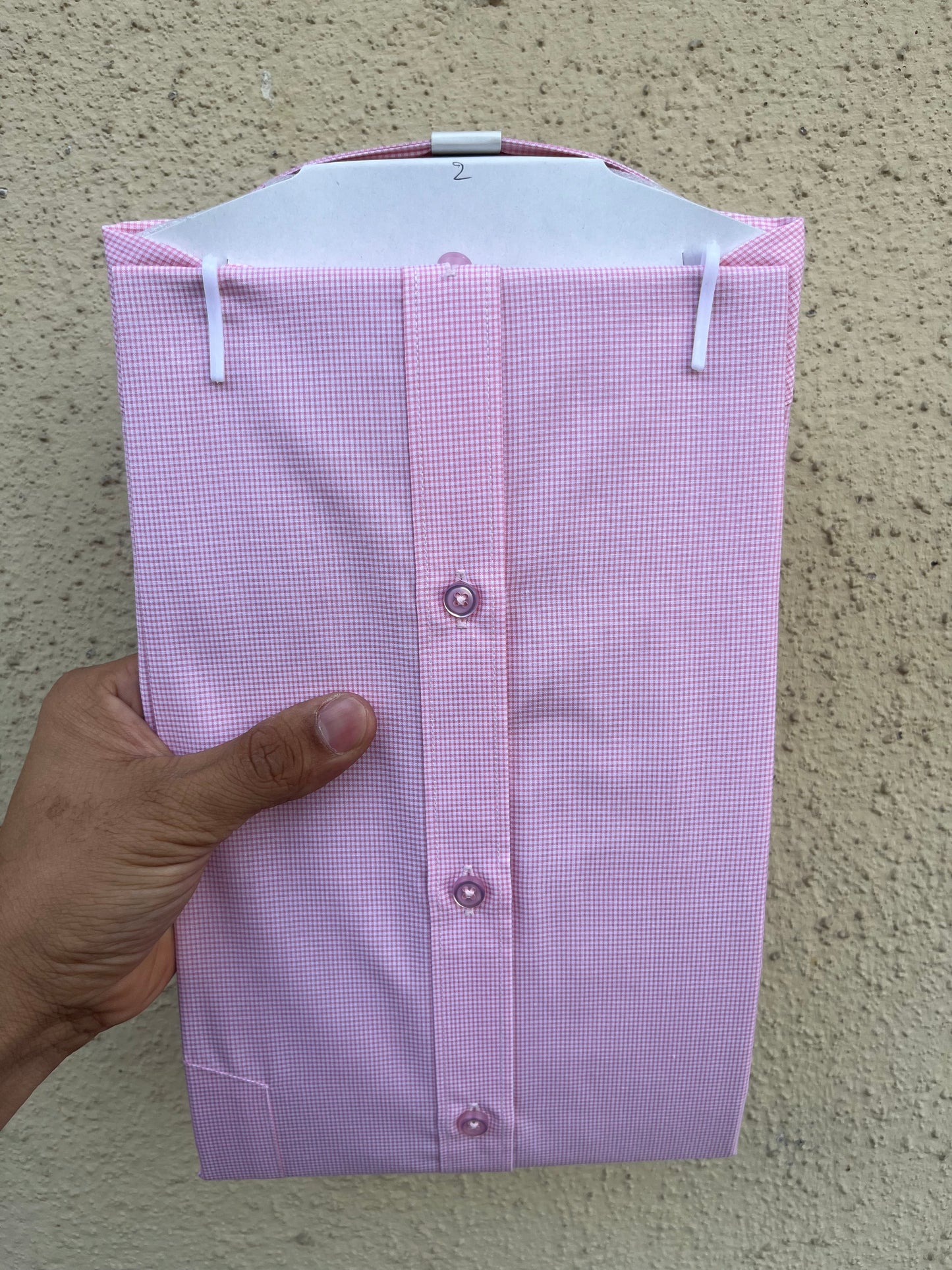 Baby pink Micro checks full sleeevs shirt - 408-1