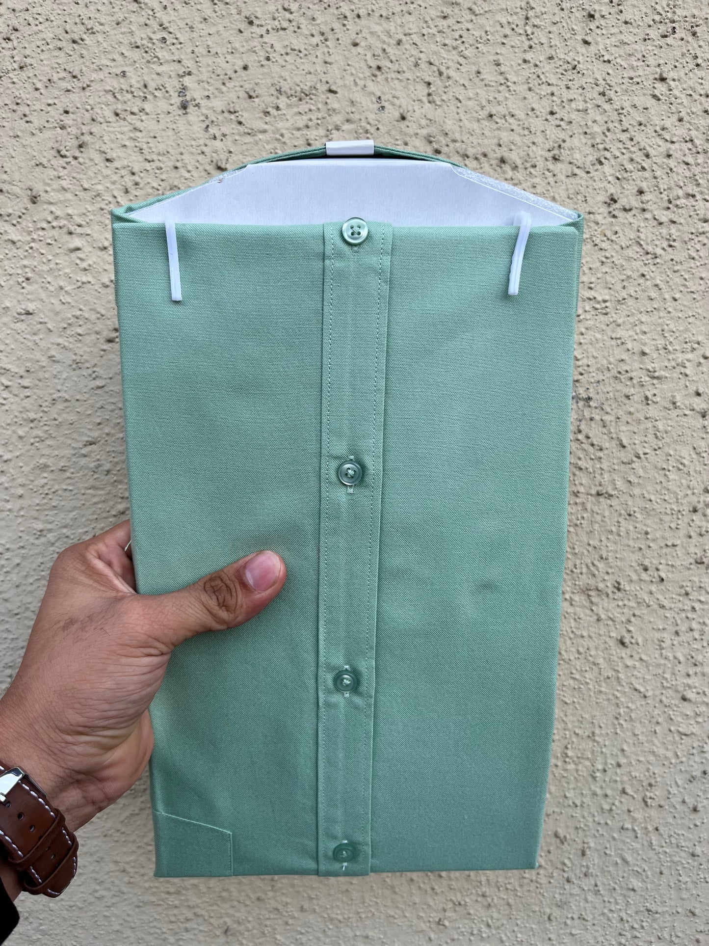 Bottle green button down full sleeve  shirt-376-10 B