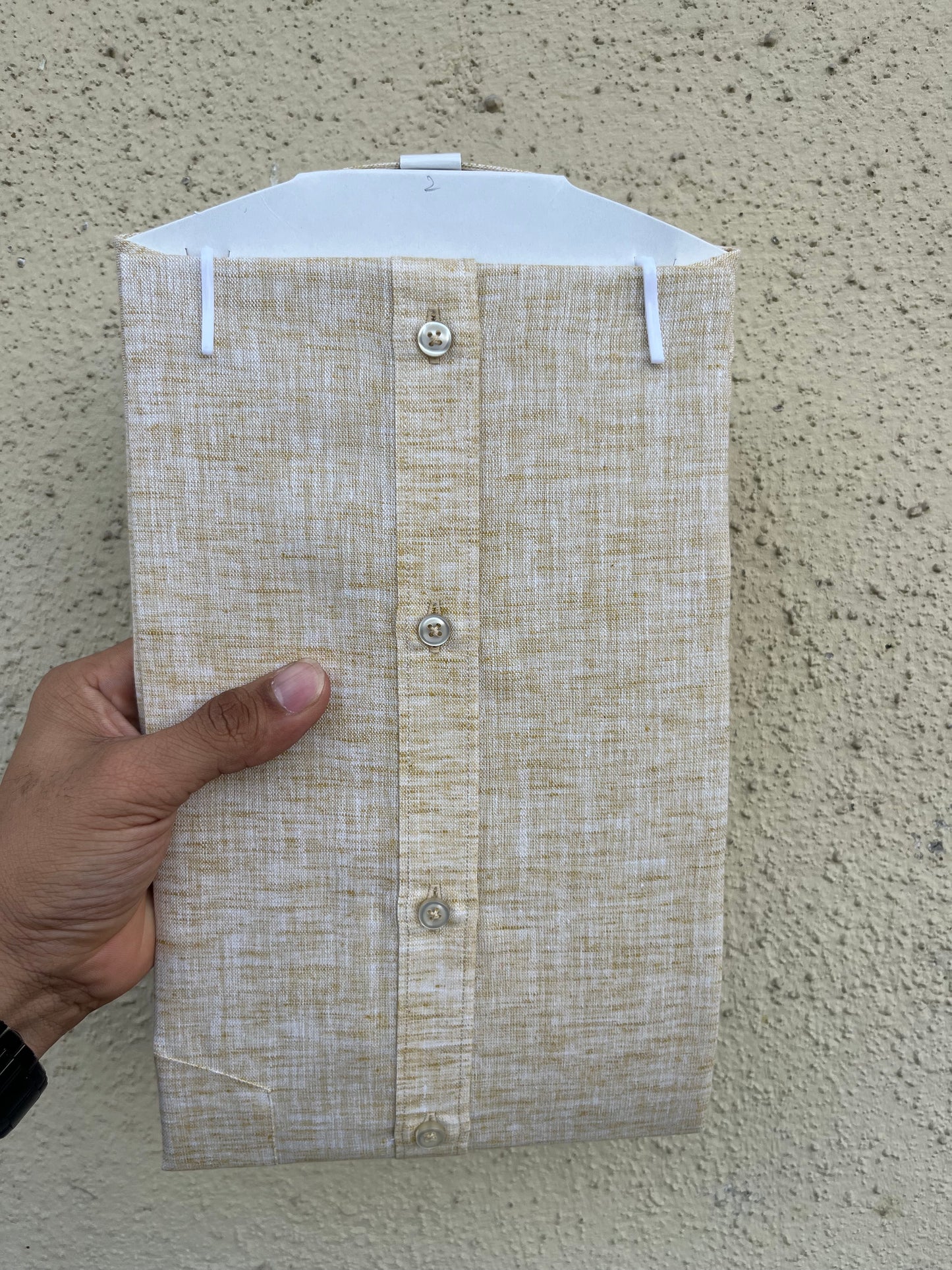 Light yellowish khadi full shirt - 378-7