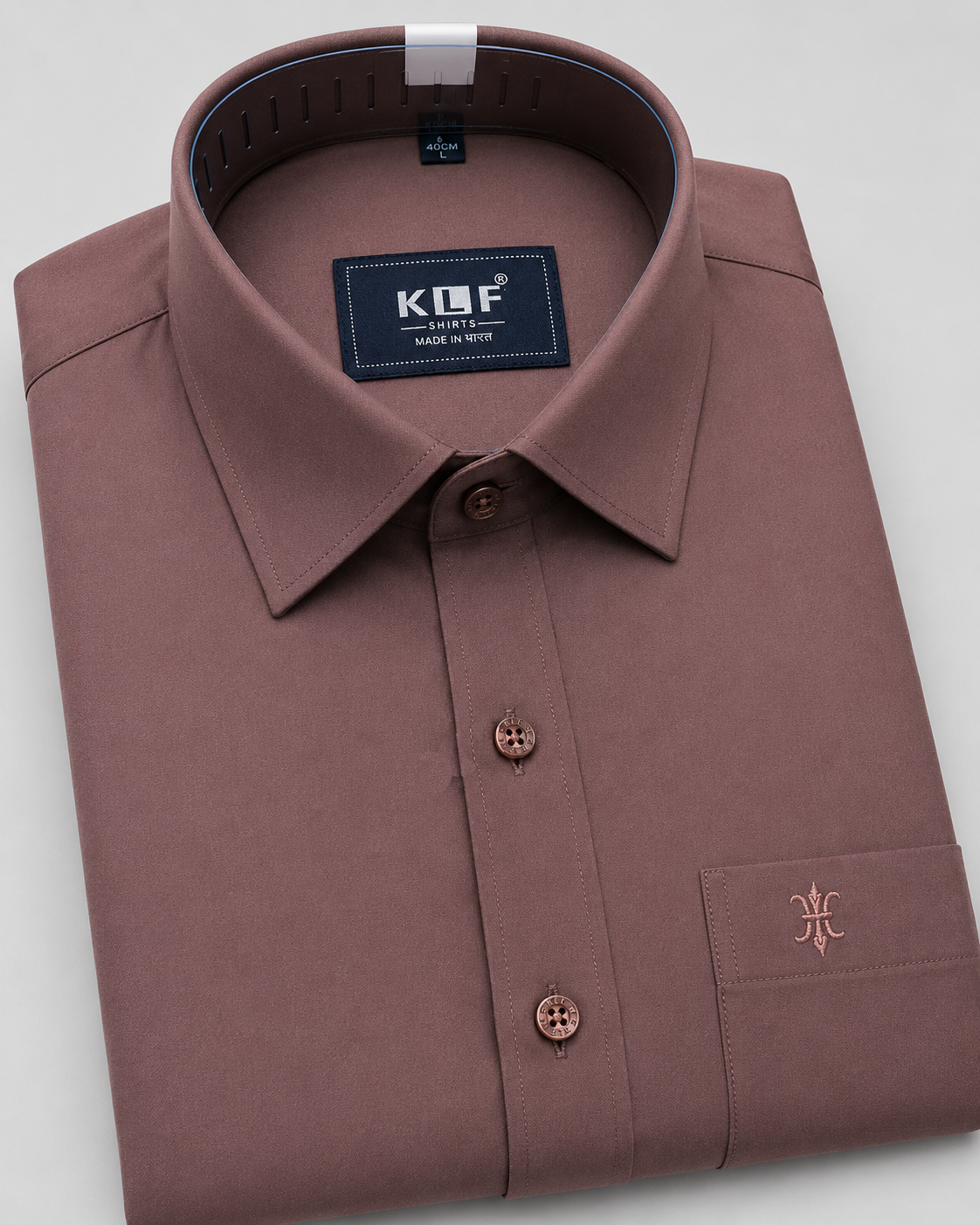 Brown Cotton Satin Lycra Shirt