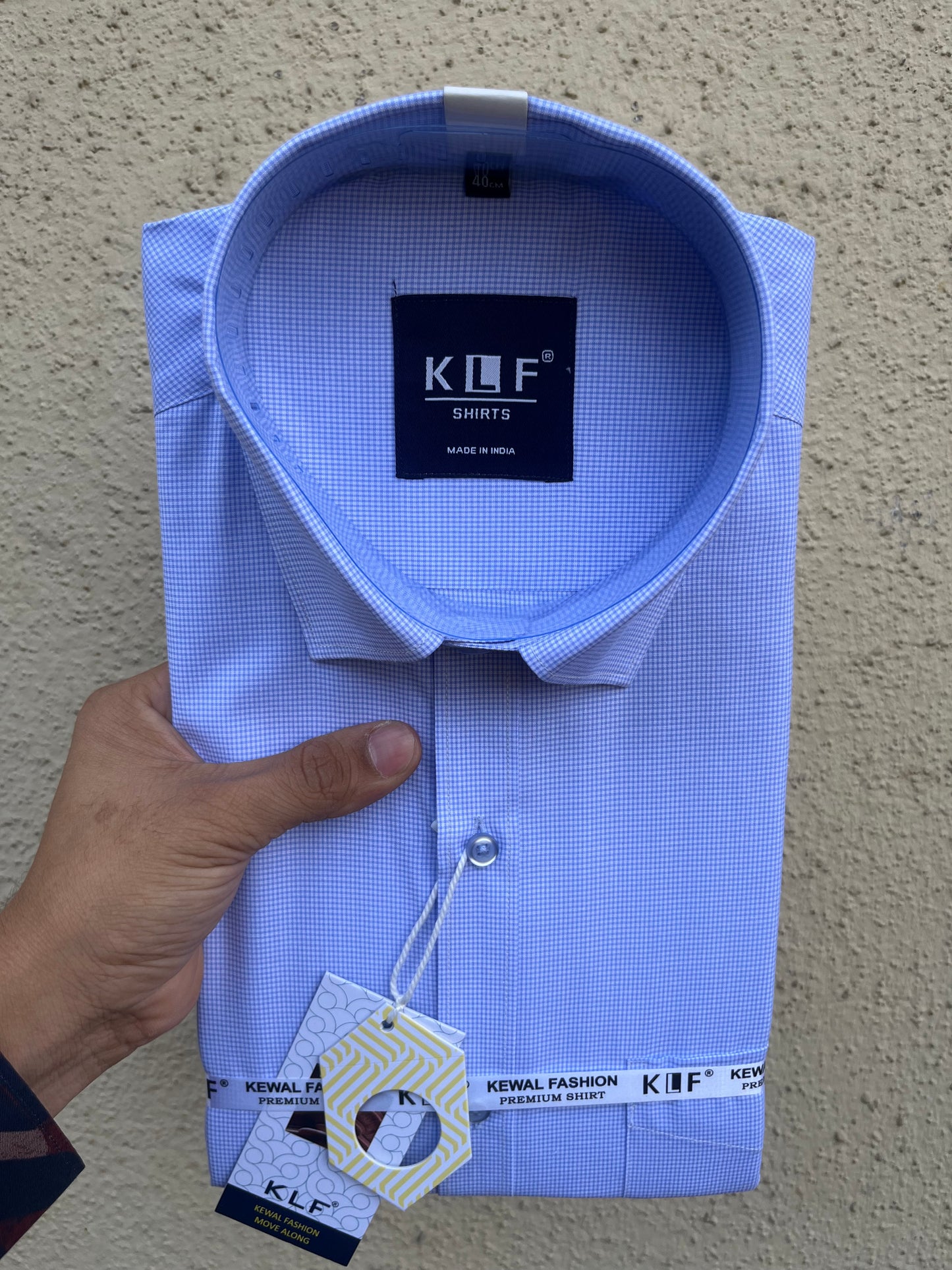 Blue office micro checks full shirt - 408-7