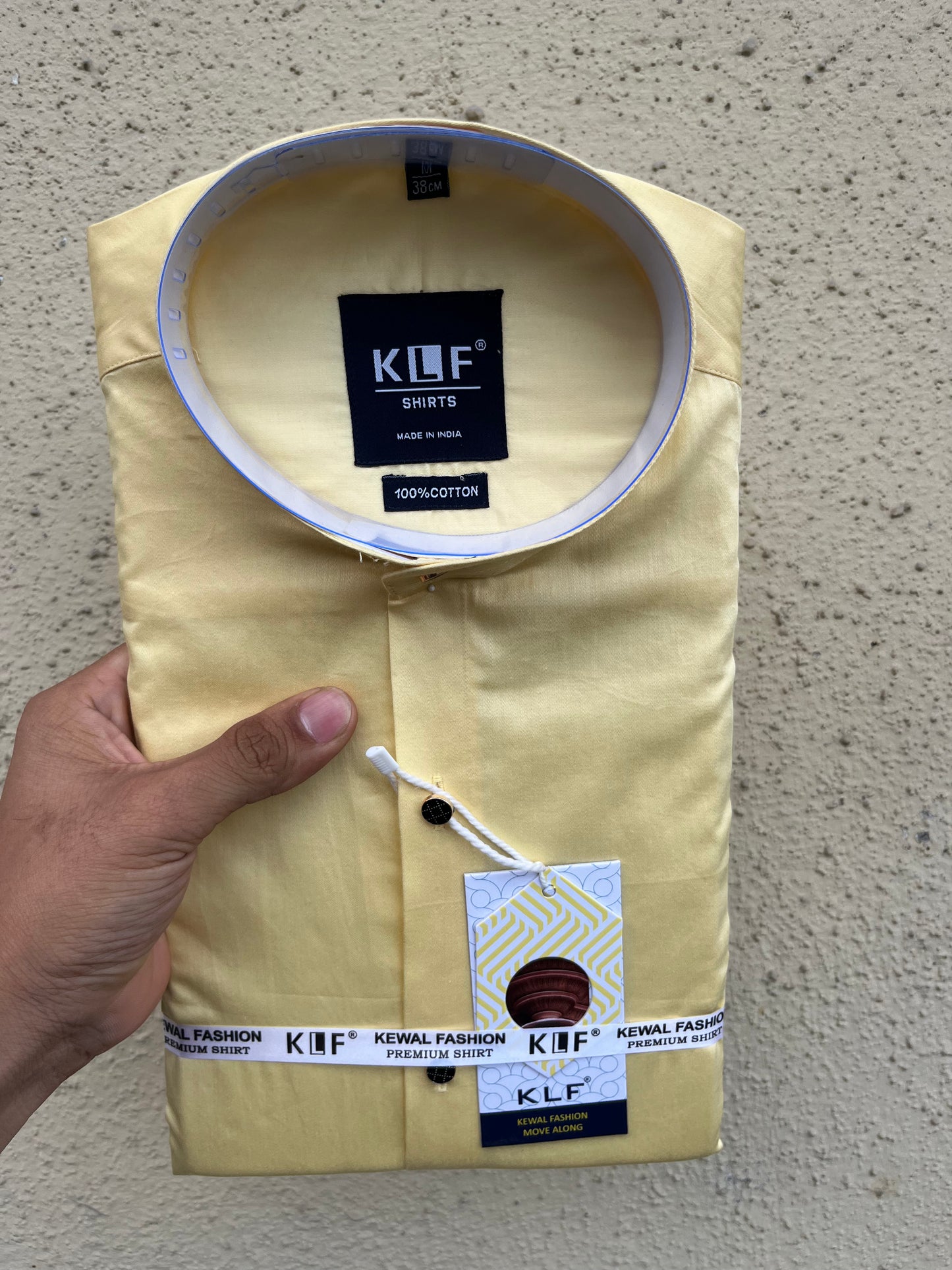 Yellow mandarin collar full shirt - 372-1