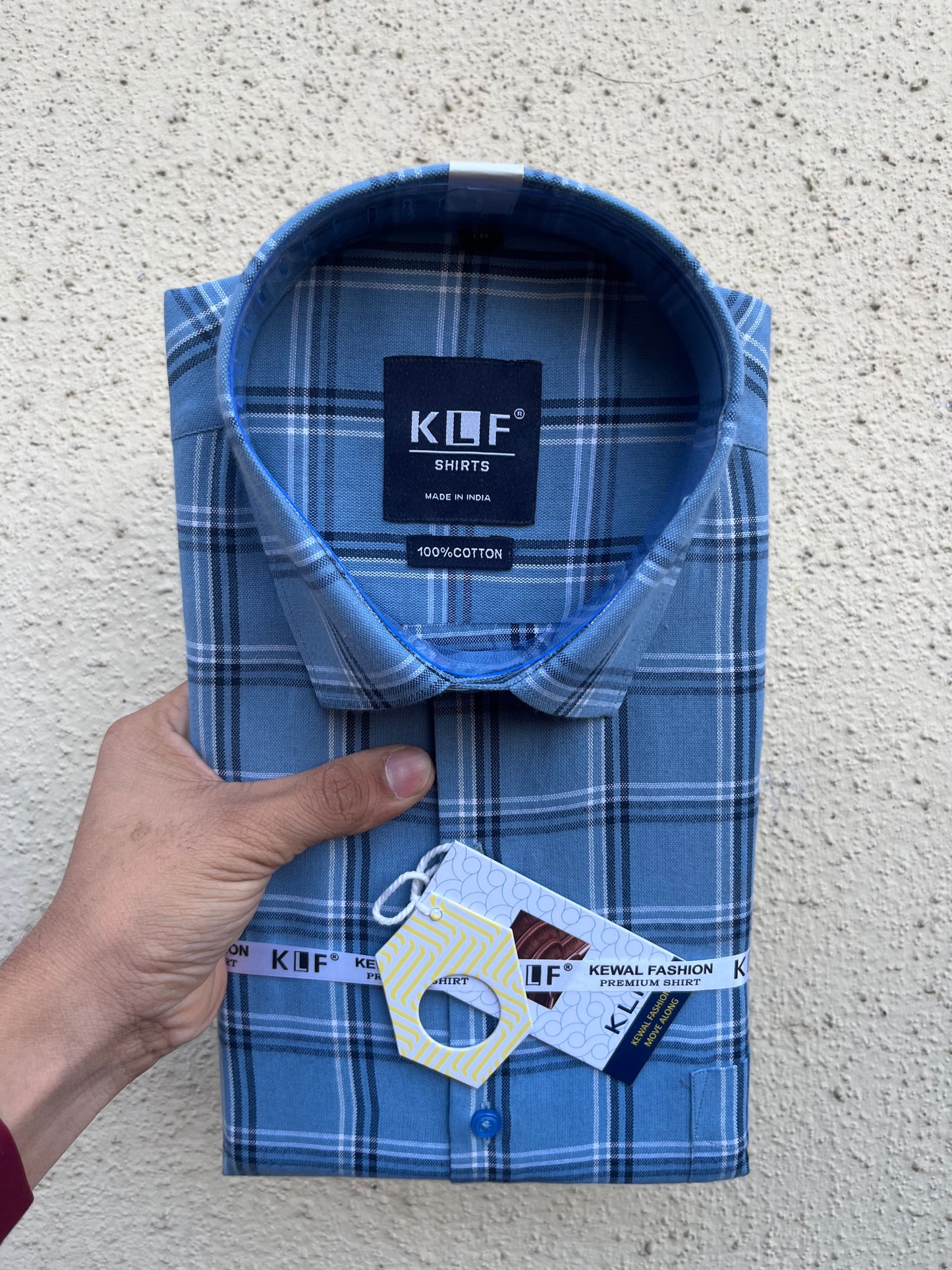 Sky blue checks full shirt -380-4