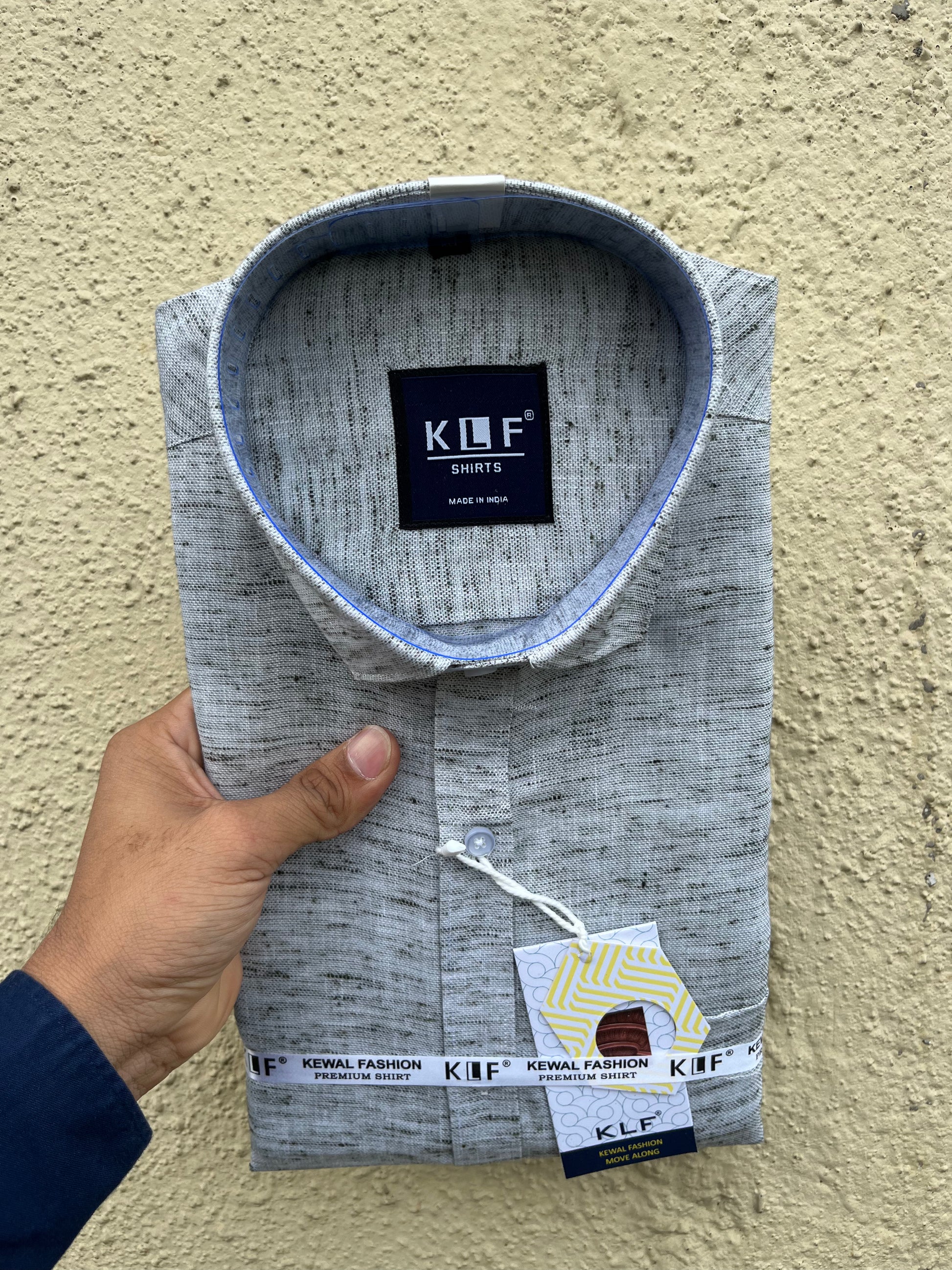 Green textured khadi full shirt 368-5 - Main Image