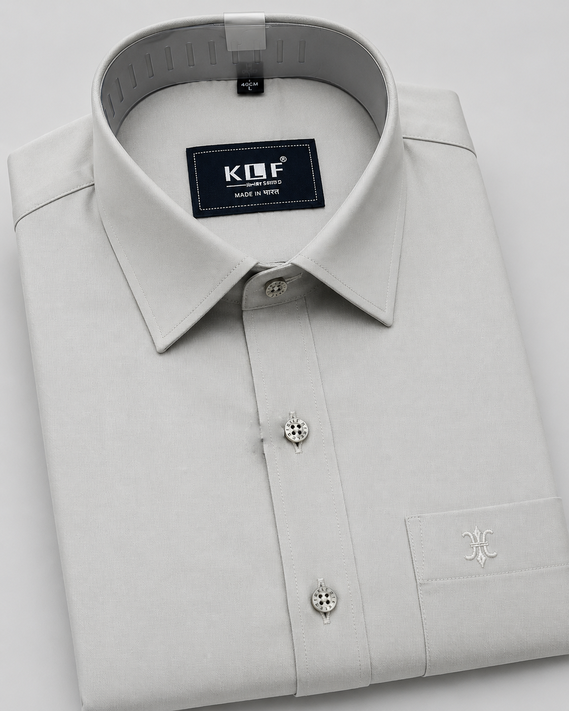 Pale Grey Cotton Satin Lycra Shirt