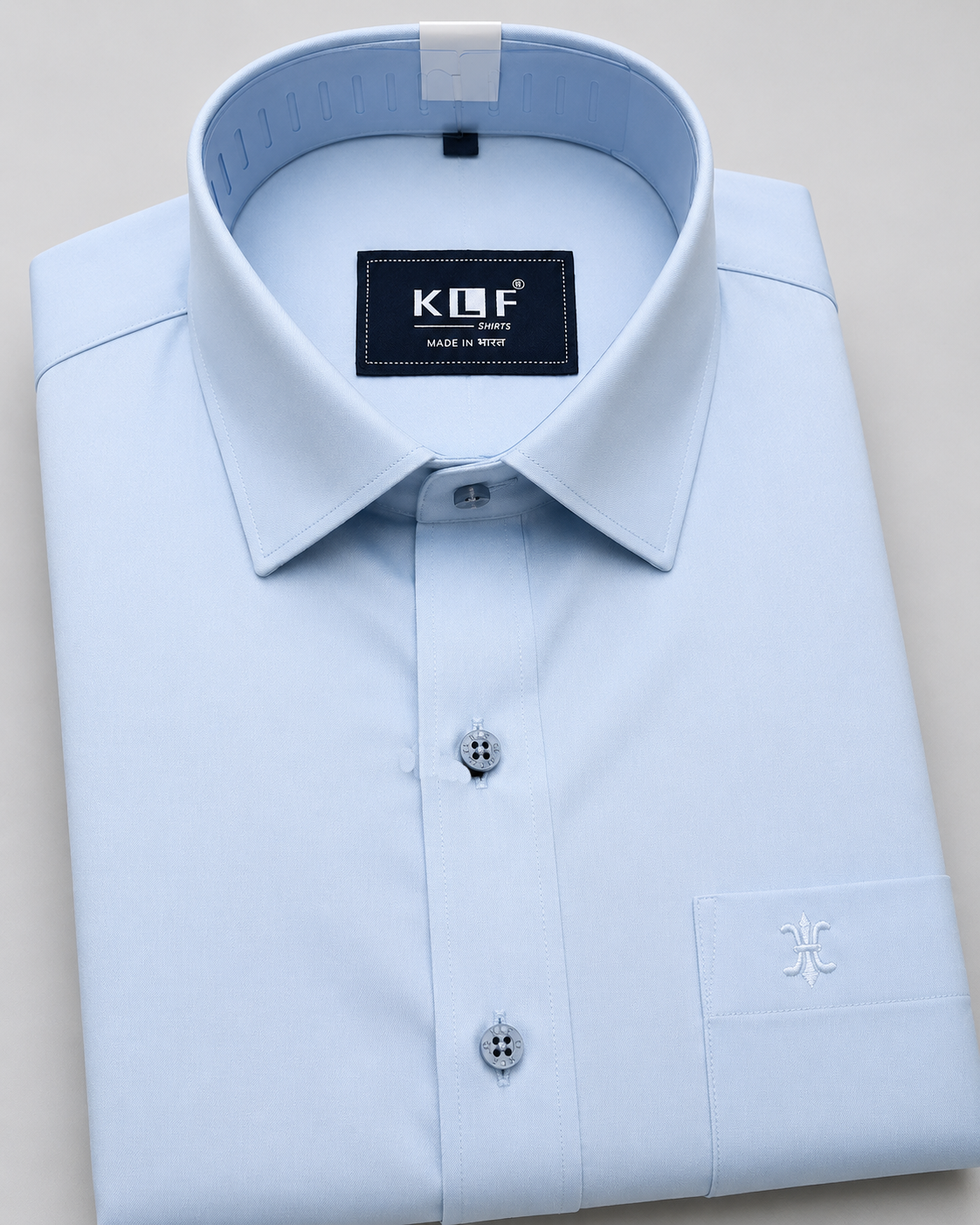 Powder Blue Cotton Satin Lycra Shirt