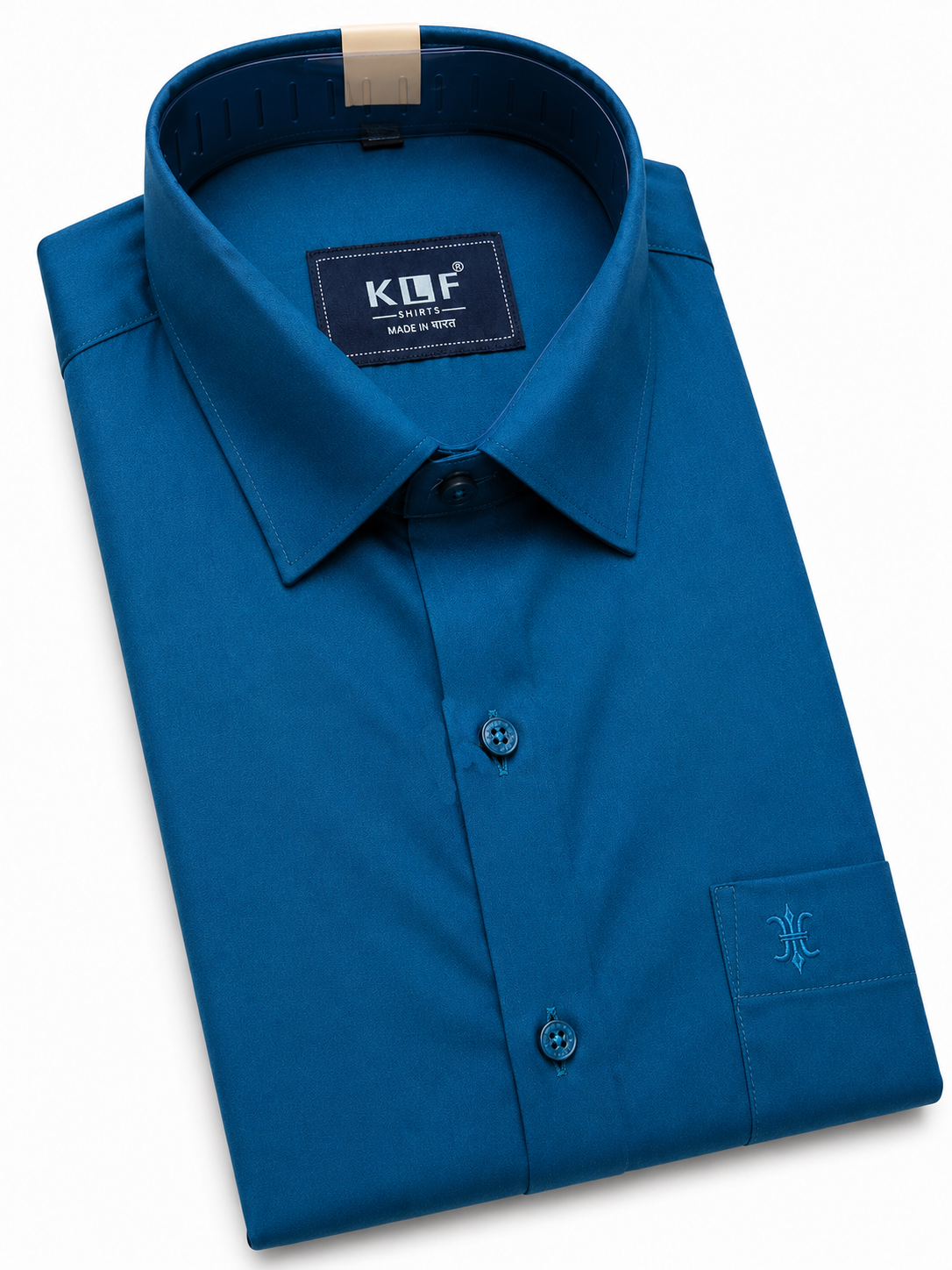 Teal Cotton Satin Lycra Shirt